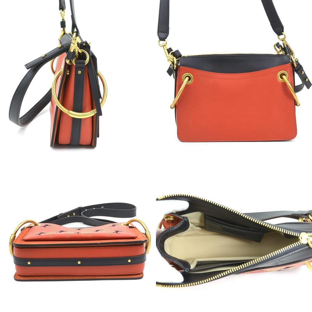 Chloe bag shoulder crossbody suede leather Burgundy Red finish black